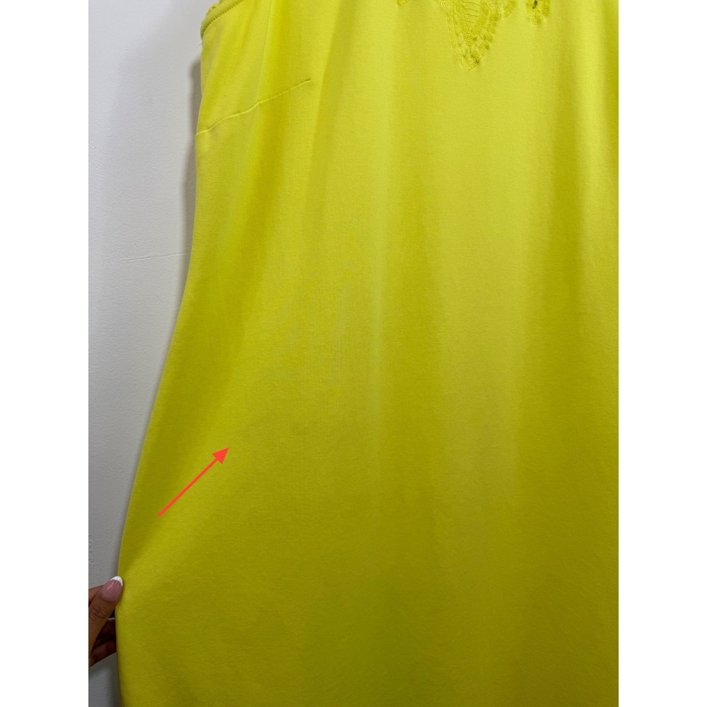 Talbots Eyelet Embroidered Knit Dress Yellow Green Pom Pom Trim Plus Resort 2X - Picture 10 of 11